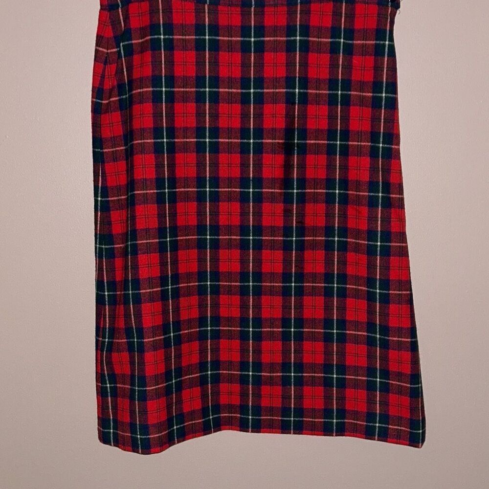 Vintage Pendleton Virgin Wool Red Plaid Skirt Sz 16 side Zipper Lined